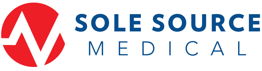 Sole Source Medical logo with a red circular emblem on the left and blue wordmark on the right